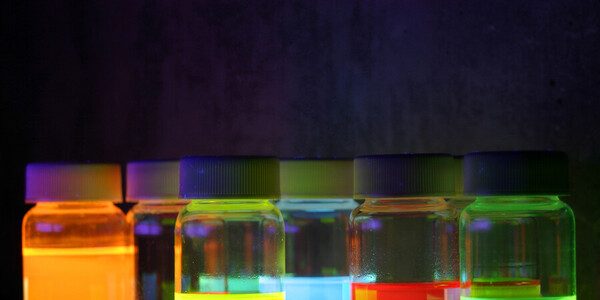 colour liquids in beakers