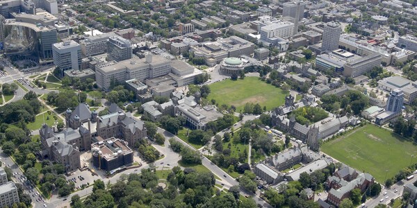Aerial view of front campus, St George