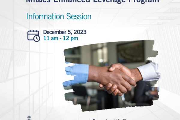 Mitacs Enhanced Leverage Program; Information Session; December 5, 2023 11 am - 12 pm; handshake; Temerty Faculty of Medicine University of Toronto Research and Health Science Education logo