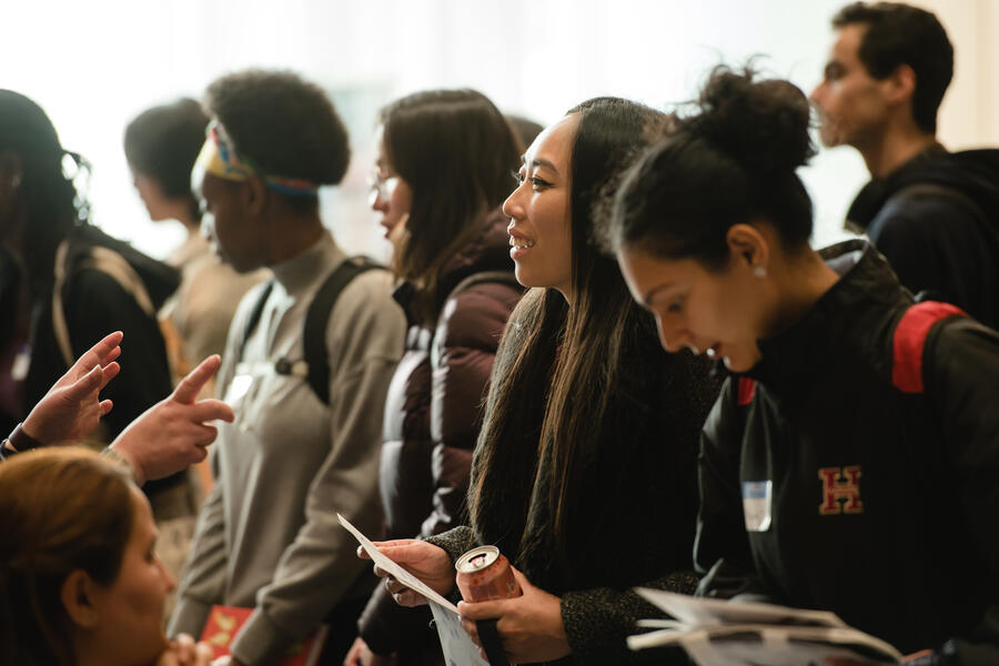 prospective students engaged in coversation