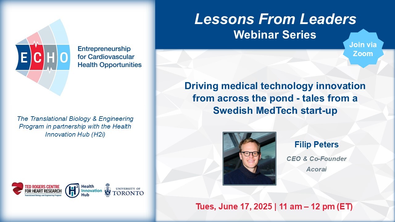 Driving medical technology innovation from across the pond - tales from a Swedish MedTech start-up. Talk by Filip Peters, CEO & Co-Founder of Acorai.